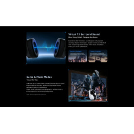 Безжични слушалки ATK Wireless Gaming Headphones - M1 Mercury Black - Bluetooth 5.3, 2.4G, ENC, Virtual 7.1 Surround