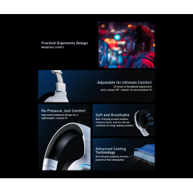 Безжични слушалки ATK Wireless Gaming Headphones - M1 Mercury Black - Bluetooth 5.3, 2.4G, ENC, Virtual 7.1 Surround