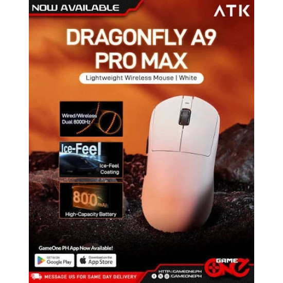 Безжична мишка ATK Wireless Gaming Mouse A9 Pro Max 2.0 Tri-mode Nearlink - 8K, White