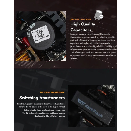 Захранване DarkFlash ATX-31 1050W Gold, Full Modular, PCIe 5.1, PMT1050-A3