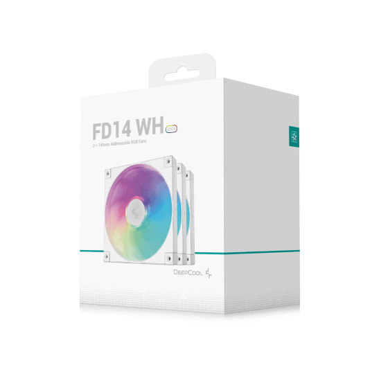 Комплект вентилатори DeepCool Fan Pack 3-in-1 3x140mm - FD14 White, Addressable RGB