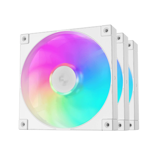 Комплект вентилатори DeepCool Fan Pack 3-in-1 3x140mm - FD14 White, Addressable RGB