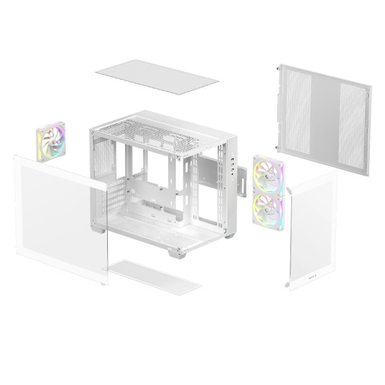 Кутия за компютър DeepCool Case mATX - CG330 3F WH - 3 ARGB Fans