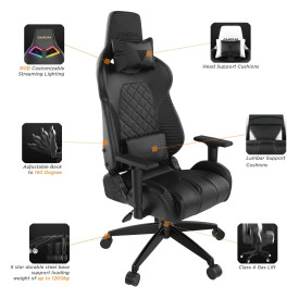 Геймърски стол Gamdias Gaming Chair - ACHILLES E1-L Black RGB