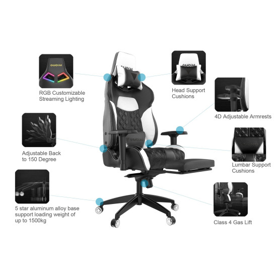 Геймърски стол Gamdias Gaming Chair - ACHILLES P1-L RGB Black/Red