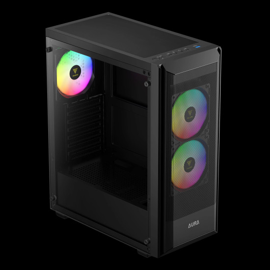 Кутия за компютър GAMDIAS AURA GC6 ELITE ARGB, Mid-Tower, Fine Mesh, 3 ARGB Fans