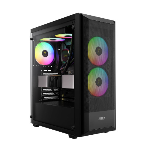 Кутия за компютър GAMDIAS AURA GC6 ELITE ARGB, Mid-Tower, Fine Mesh, 3 ARGB Fans