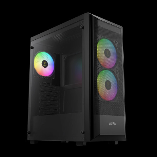 Кутия за компютър GAMDIAS AURA GC6 ELITE ARGB, Mid-Tower, Fine Mesh, 3 ARGB Fans
