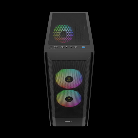 Кутия за компютър GAMDIAS AURA GC6 ELITE ARGB, Mid-Tower, Fine Mesh, 3 ARGB Fans