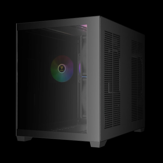 Кутия за компютър Gamdias Case mATX - AURA GC10M - 3 x 120 mm A-RGB, Tempered Glass