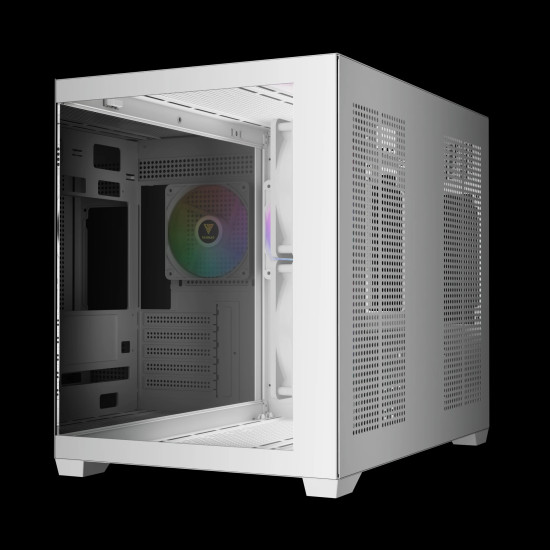 Кутия за компютър Gamdias Aura GC10M V2 WH ARGB, Tempered Glass, White