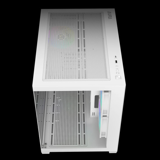 Кутия за компютър Gamdias Aura GC10M V2 WH ARGB, Tempered Glass, White