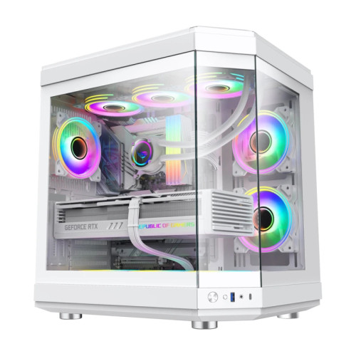 Кутия за компютър Gamemax Case ATX - HYPE White - Addressable RGB