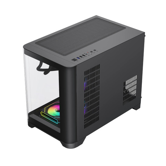 Кутия за компютър GameMax HYPE-M BK, Micro ATX, Tempered Glass, ARGB, Black