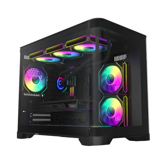Кутия за компютър GameMax HYPE-M BK, Micro ATX, Tempered Glass, ARGB, Black
