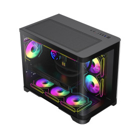 Кутия за компютър GameMax HYPE-M BK, Micro ATX, Tempered Glass, ARGB, Black