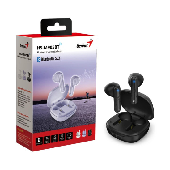 Безжични слушалки Genius TWS Bluetooth 5.3 Earphones HS-M905BT Black