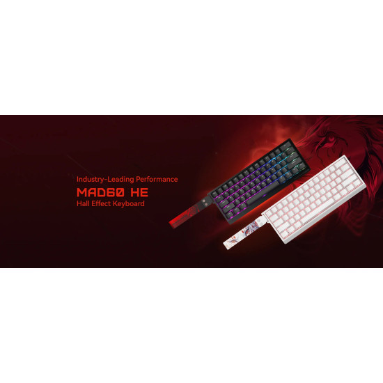 Клавиатура Madlions Professional Gaming Mechanical Keyboard MAD 60 HE RGB - 1K, Magnetic Amber Pro Switches - White