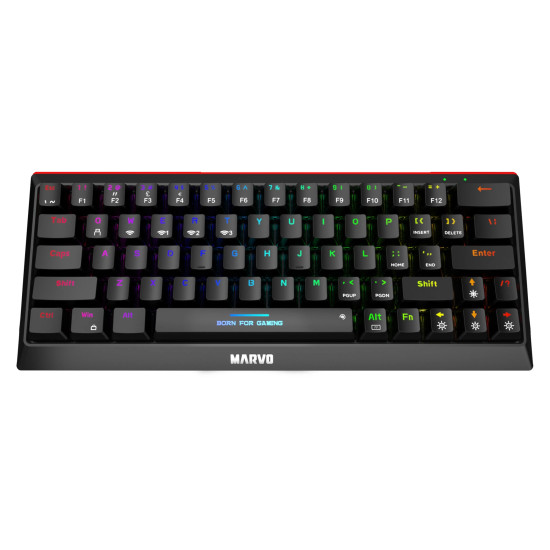 Безжична клавиатура Marvo Wireless Gaming Mechanical keyboard Hecate 61WR Black - KG962W-R - Bluetooth 5.0, 63 keys