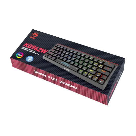 Безжична клавиатура Marvo Wireless Gaming Mechanical keyboard Hecate 61WR Black - KG962W-R - Bluetooth 5.0, 63 keys