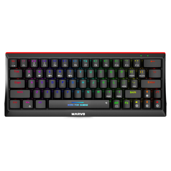 Безжична клавиатура Marvo Wireless Gaming Mechanical keyboard Hecate 61WR Black - KG962W-R - Bluetooth 5.0, 63 keys