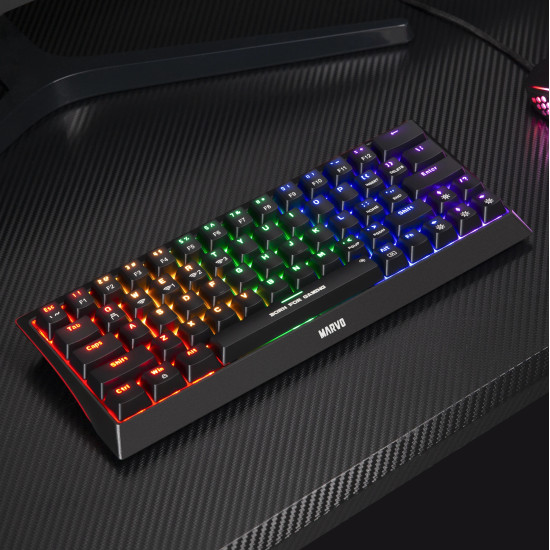 Безжична клавиатура Marvo Wireless Gaming Mechanical keyboard Hecate 61WR Black - KG962W-R - Bluetooth 5.0, 63 keys