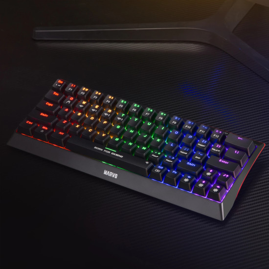 Безжична клавиатура Marvo Wireless Gaming Mechanical keyboard Hecate 61WR Black - KG962W-R - Bluetooth 5.0, 63 keys