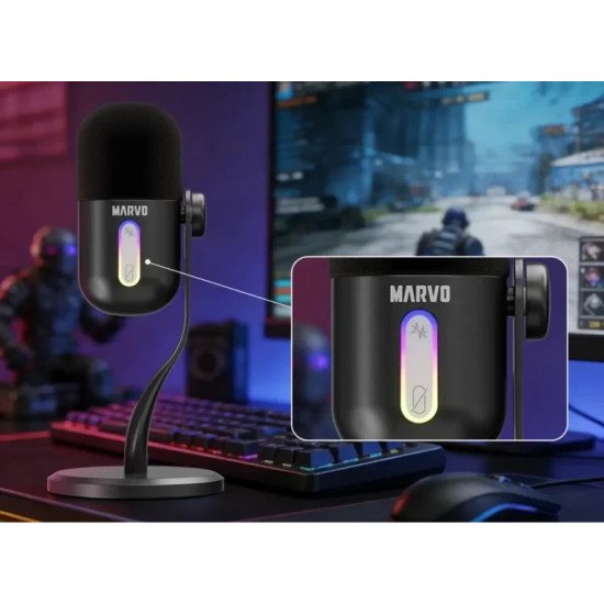 Микрофон Marvo Gaming USB Microphone - Blast 50 MIC-08 Black - USB, RGB