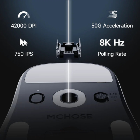 Мишка MCHOSE A7 V2 Ultra Black - Wireless Gaming Mouse - Dual 8K, Omron Mechanical