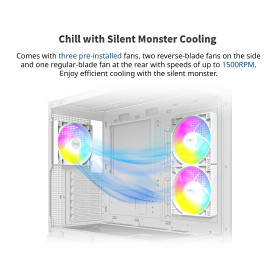 Кутия за компютър Montech Case ATX - XR (W) - 3 x 120 mm ARGB Fans, USB-C, White
