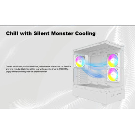 Кутия за компютър Montech Case ATX - XR (W) - 3 x 120 mm ARGB Fans, USB-C, White