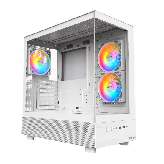 Кутия за компютър Montech Case ATX - XR (W) - 3 x 120 mm ARGB Fans, USB-C, White