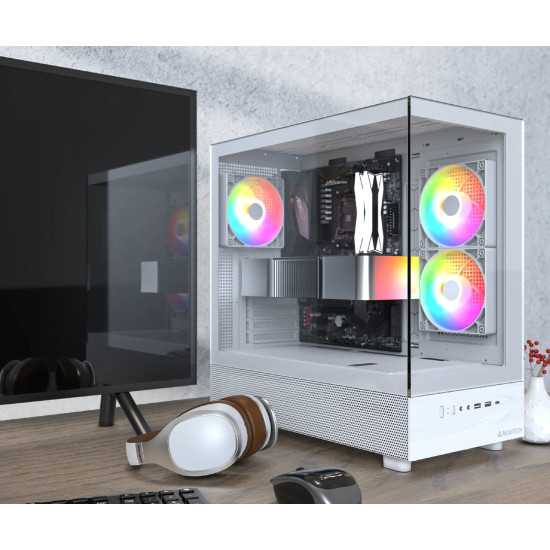 Кутия за компютър Montech Case ATX - XR (W) - 3 x 120 mm ARGB Fans, USB-C, White