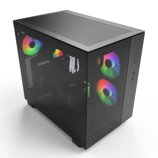 Кутия за компютър Montech KING 65 Pro, Dual Chamber Mid-tower Case, 3 ARGB Fans, Black