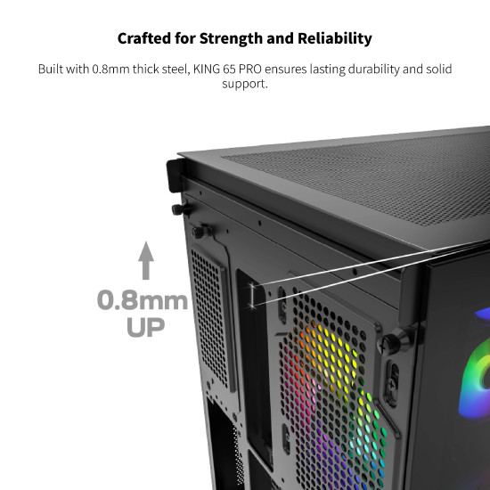 Кутия за компютър Montech KING 65 Pro, Dual Chamber Mid-tower Case, 3 ARGB Fans, Black