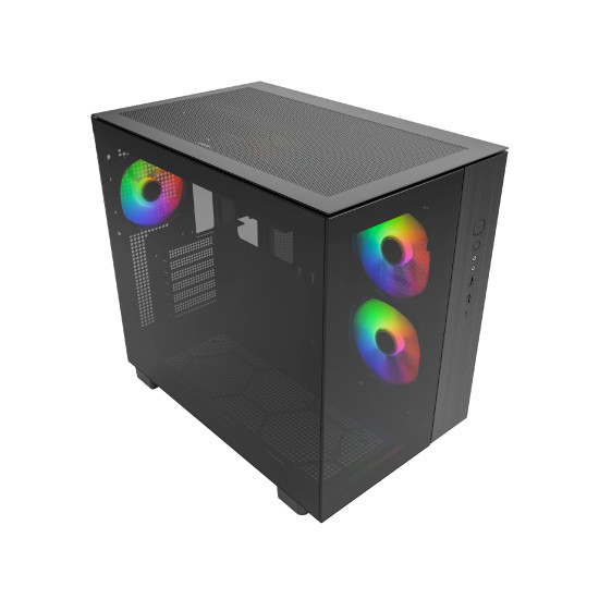Кутия за компютър Montech KING 65 Pro, Dual Chamber Mid-tower Case, 3 ARGB Fans, Black