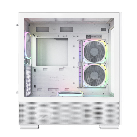 Кутия за компютър Montech SKY TWO, Mid-tower Case, TG, 4x120mm ARGB Fans, White
