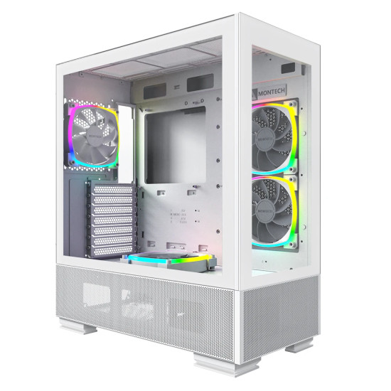 Кутия за компютър Montech SKY TWO, Mid-tower Case, TG, 4x120mm ARGB Fans, White
