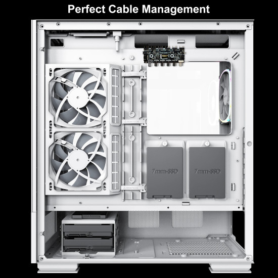 Кутия за компютър Montech SKY TWO, Mid-tower Case, TG, 4x120mm ARGB Fans, White