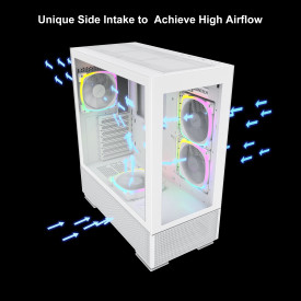 Кутия за компютър Montech SKY TWO, Mid-tower Case, TG, 4x120mm ARGB Fans, White