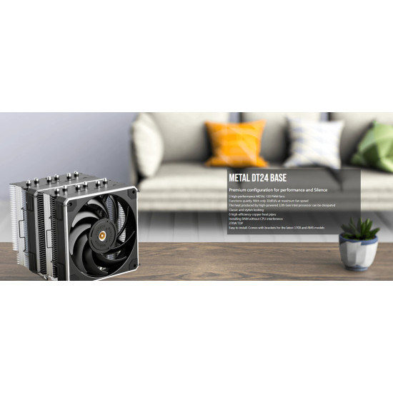 Охладител за процесор Montech METAL DT24 BASE, CPU Cooler, 270W TDP, Dual Tower