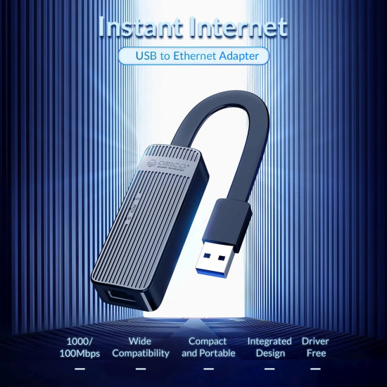 Адаптер Orico USB3.0 to LAN Gigabit 1000Mbps black - UTK-U3