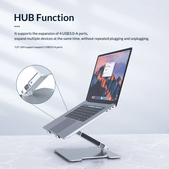 Поставка за лаптоп Orico Laptop Stand - Aluminum, 2 x USB3.0, Card Reader, up to 15.6" - LST-2AS-SV