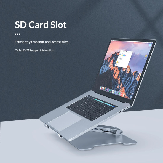 Поставка за лаптоп Orico Laptop Stand - Aluminum, 2 x USB3.0, Card Reader, up to 15.6" - LST-2AS-SV