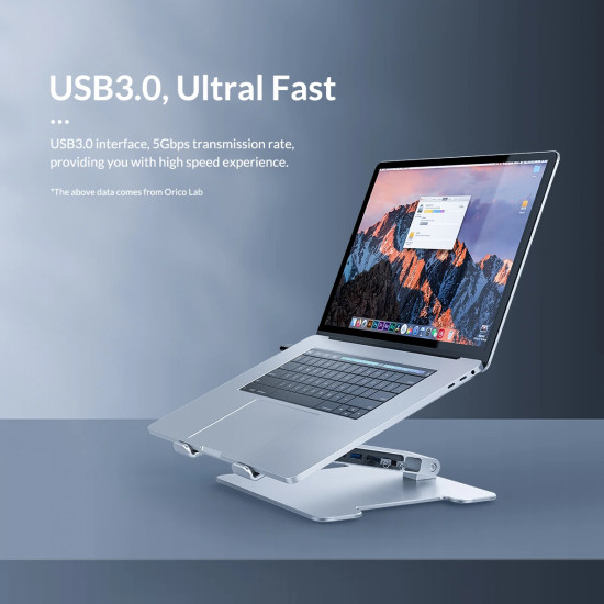 Поставка за лаптоп Orico Laptop Stand - Aluminum, 2 x USB3.0, Card Reader, up to 15.6" - LST-2AS-SV