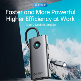 Докинг станция Orico Docking Station Type-C - PW11-6P-GY-EP - HDMI x 1, USB-C x 1, USB3.0 x 3, USB-C PD100W x 1