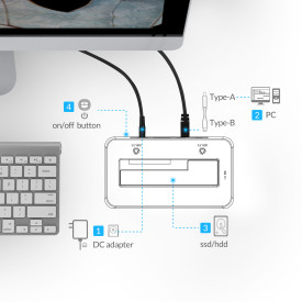 Докинг станция Orico Storage - HDD/SSD Dock - 2.5 and 3.5 inch USB3.0 - 6619US3