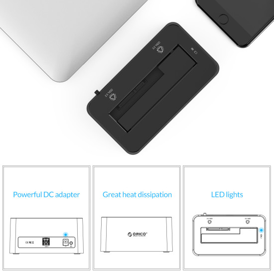 Докинг станция Orico Storage - HDD/SSD Dock - 2.5 and 3.5 inch USB3.0 - 6619US3