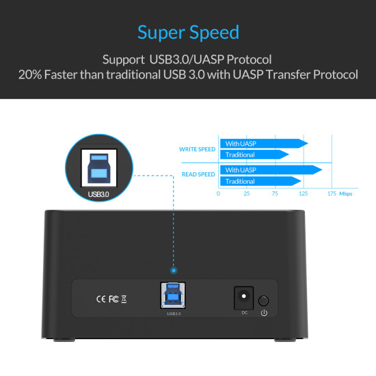 Докинг станция Orico Storage - HDD/SSD Dock - 2.5 and 3.5 inch USB3.0 - 6619US3