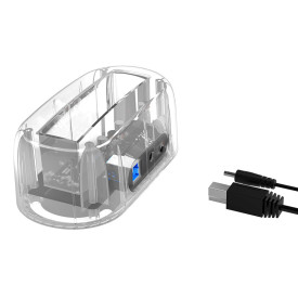 Докинг станция Orico Storage - HDD/SSD Dock - 2.5 and 3.5 inch USB3.0, transparent - 6139U3-CR